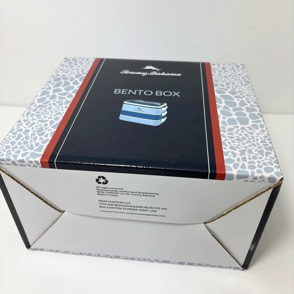 Tommy Bahama Bento Box 3 Layer Partition Storage Meal Prep‎ Lunch Travel Blue
